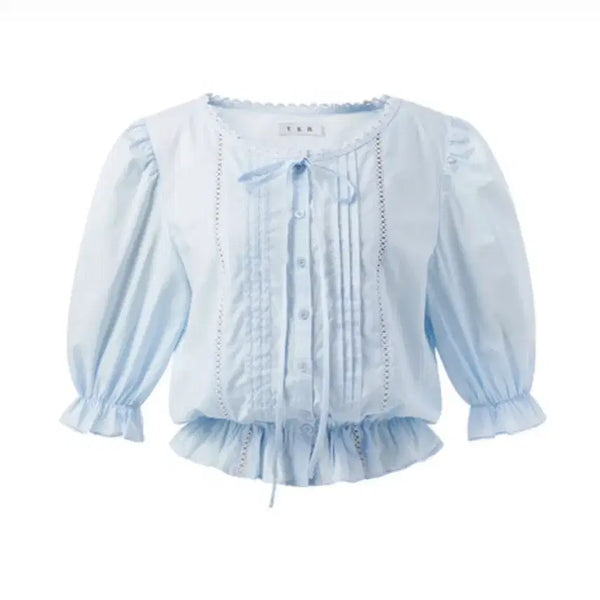 [BUNJANG] Yunemi Lace Pintuck Blouse / (새상품)유네미 레이스핀턱블라우스