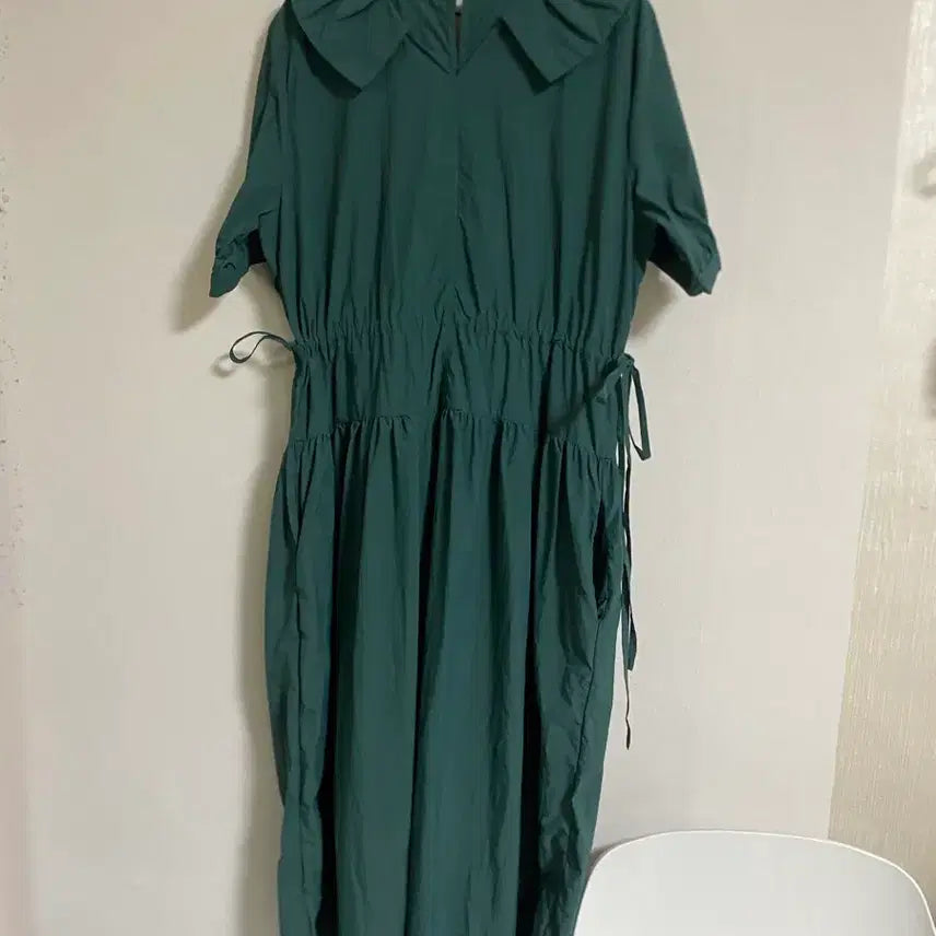 [BUNJANG] Green Crinkled Long Dress / 그린 바스락 롱원피스 프리