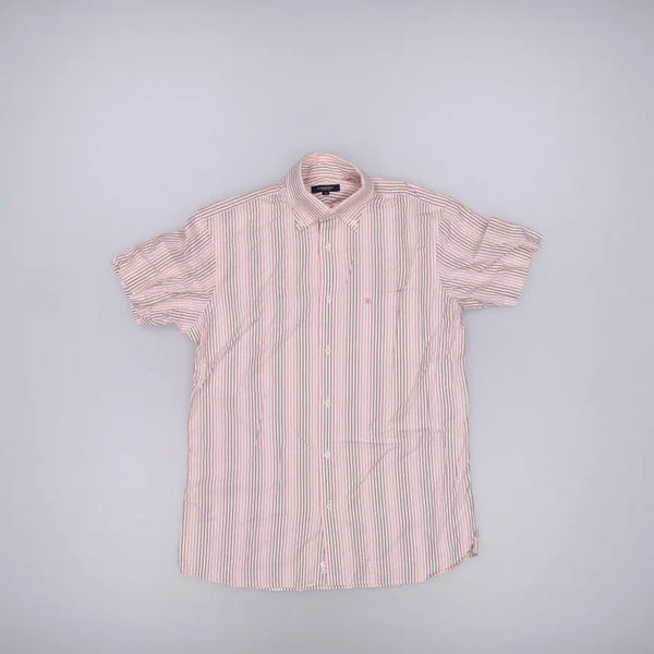 [BUNJANG] M Vintage Striped Short Sleeve Shirt / M 빈티지 스트라이프 반팔 셔츠 0820H