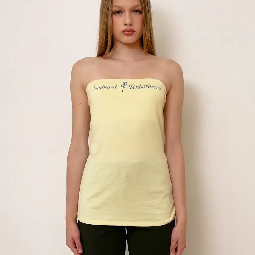 [BUNJANG] JUSTHAUS Rose Tank Top Pale Lemon / JUSTHAUS 저스트하우스 [44~55] ROSE TANK TOP PALE LEMON 튜브탑