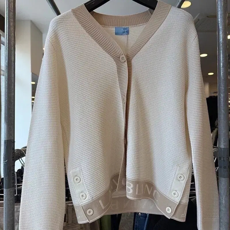 [BUNJANG] Lanvin Blanc Women's Ribbed Cardigan Ivory Beige / [랑방블랑] 여성 골지 가디건 아이보리 베이지