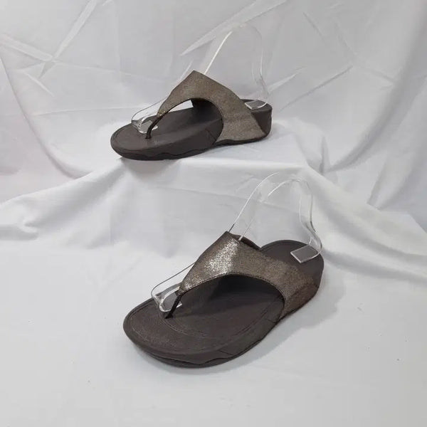 [BUNJANG] Fitflop Lulu Crinkle Shimmer Toe Post Bronze Sandals / 두하빈티지 240 핏플랍 루루 크린클 쉬머 토 포스트 브론즈 샌들