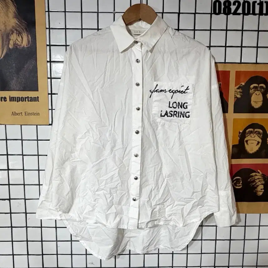 [BUNJANG] Egoist White Embroidered Oversized Fit Shirt / 에고이스트 화이트 셔츠 0820