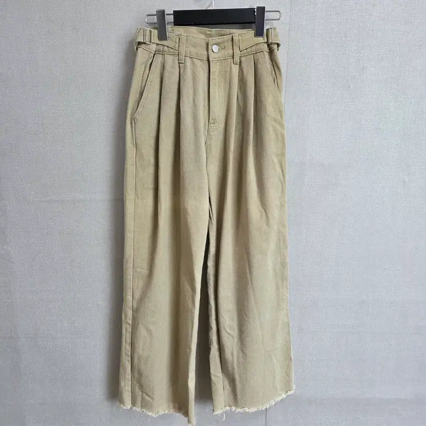 [BUNJANG] Women's Beige Denim Wide Pintuck Pants S JJ3540 / 여성 베이지 데님 와이드 핀턱 팬츠 S JJ3540