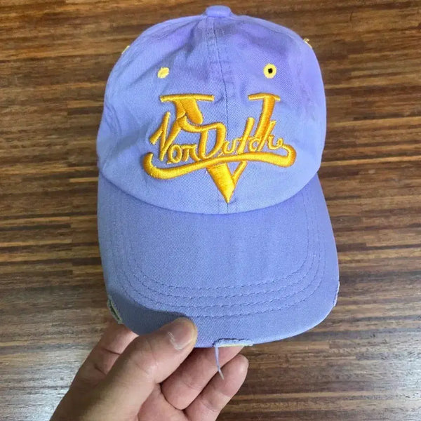 [BUNJANG] BOND THE CHI Vintage Y2K Wing Embroidery Logo Distressed Baseball Cap Purple / 본더치 빈티지 y2k 윙 자수로고 데미지 볼캡 모자 프리