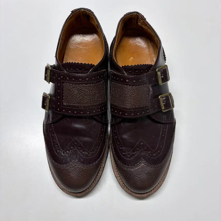 [BUNJANG] Dr. Martens CARL Double Monk Wingtip Leather Shoes Brown UK7 / 닥터마틴 칼 CARL 더블 몽크 윙팁 레더 슈즈 브라운 UK7 260