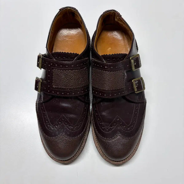 [BUNJANG] Dr. Martens CARL Double Monk Wingtip Leather Shoes Brown UK7 / 닥터마틴 칼 CARL 더블 몽크 윙팁 레더 슈즈 브라운 UK7 260