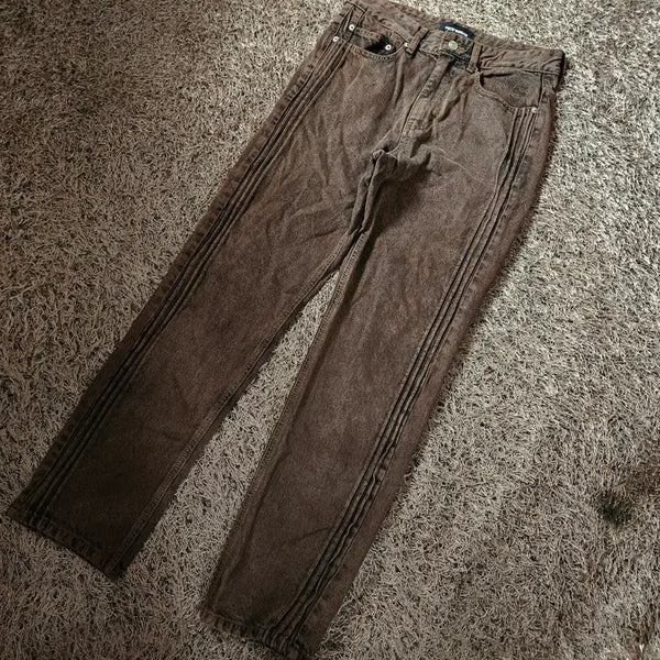 [BUNJANG] Peace Maker 20FW Side Line Brown Washed Pants - Size M / 피스워커 20fw 사이드 라인 브라운 워싱 팬츠 M size