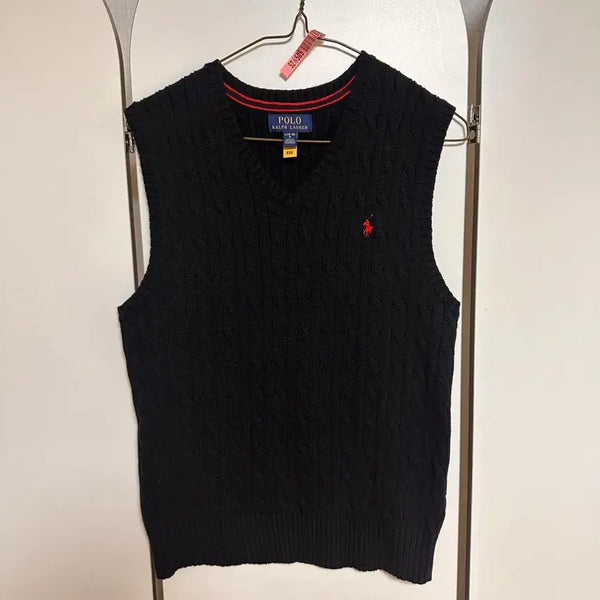 [BUNJANG] Polo Ralph Lauren Black Cable Knit Vest L (14-16) / 폴로 랄프로렌 블랙 케이블 니트 조끼 L(14-16) 여성 55  신세계구매