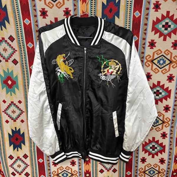 [BUNJANG] Men's Tiger Embroidered Souvenir Jacket M / 남성 호랑이 자수 봄버 스카잔 자켓 M