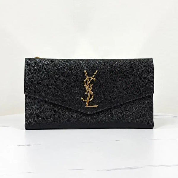 [BUNJANG] Saint Laurent Uptown Long Wallet Black / 생로랑 업타운 금장 장지갑 블랙 (582124)