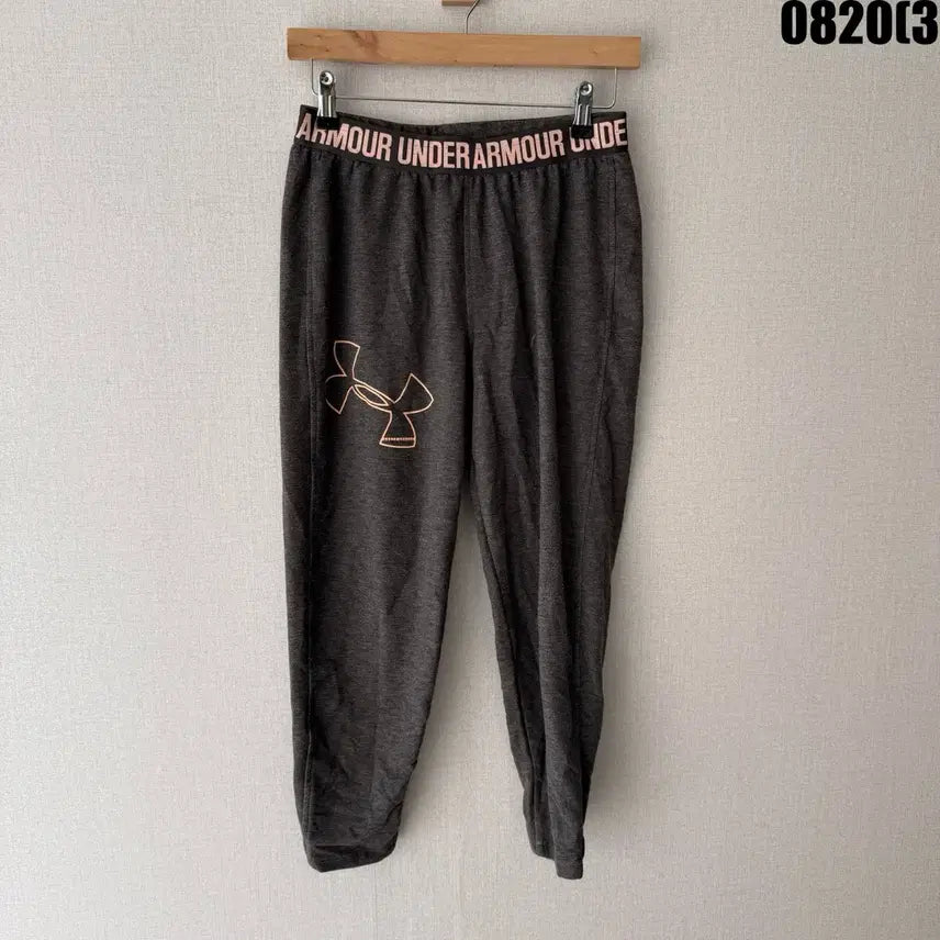 [BUNJANG] Under Armour Training Pants Grey Pink Logo S-M / 언더아머 트레이닝 바지 그레이 핑크 로고 S~M