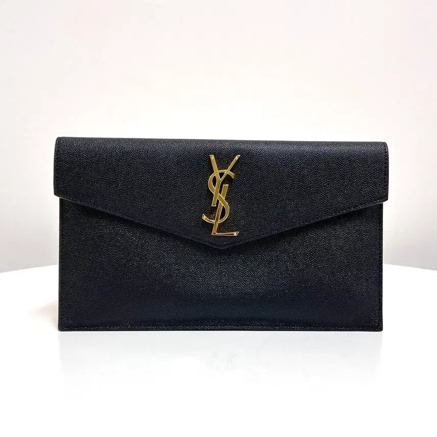[BUNJANG] Saint Laurent Uptown Black Leather Clutch Bag / 생로랑 업타운 클러치백 블랙 (565739)
