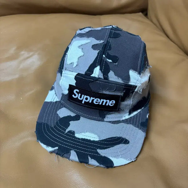 [BUNJANG] Supreme Box Logo Layered Camo Camp Cap Grey / 슈프림 캠프캡 모자 박스로고 레이어드 카모 그레이
