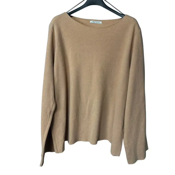 [BUNJANG] Zara Women's Beige Knit T-Shirt / L 자라 여성 베이지 니트 티셔츠