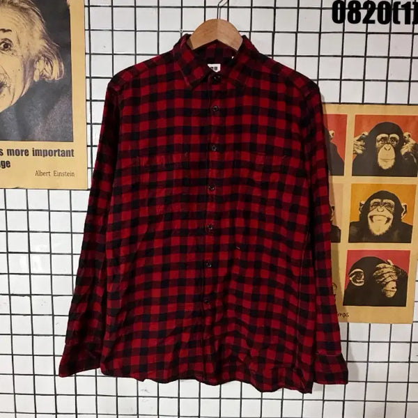 [BUNJANG] Uniqlo Red Black Check Shirt / 유니클로 체크 남방 0820