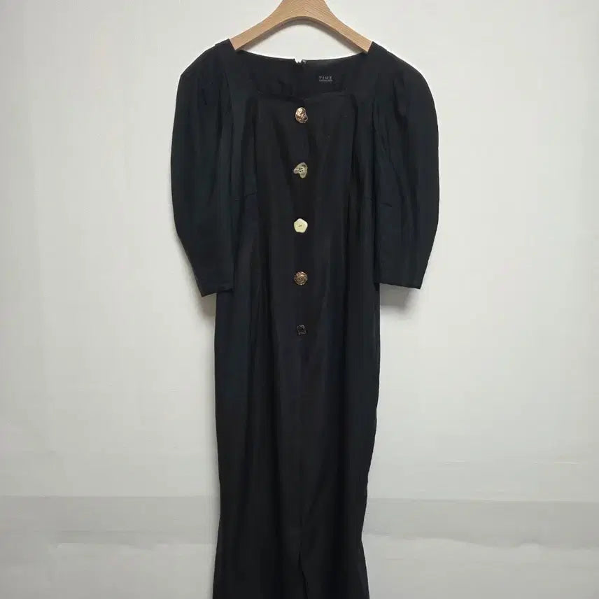 [BUNJANG] TIME POST MODERN Button Detail Square Neck Long Dress Black (S) / 한섬 타임 버튼 장식 스퀘어넥 롱원피스 블랙(S) 260820_3