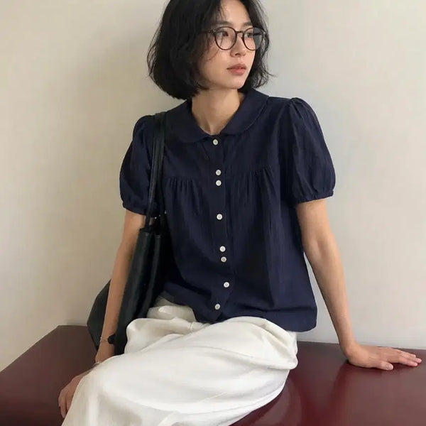 [BUNJANG] General Idea Round Collar Blouse / 제너럴아이디어 라운드 카라 블라우스