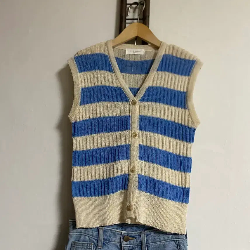 [BUNJANG] Stripe Knit Vest - New / 스트라이프 니트조끼 프리 새상품