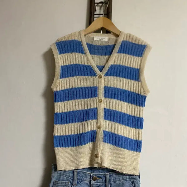 [BUNJANG] Stripe Knit Vest - New / 스트라이프 니트조끼 프리 새상품