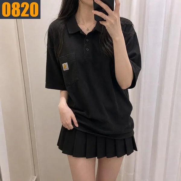 [BUNJANG] Carhartt Original Fit Black Short Sleeve Polo T-Shirt / 100 CARHARTT 칼하트 오리지널핏 검정 카라 반팔 티셔츠