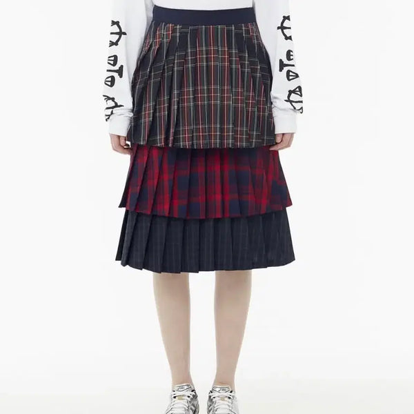[BUNJANG] Unknown Blue Check Pleated Skirt / 리리스토어 언노운블루 체크 플리츠스커트