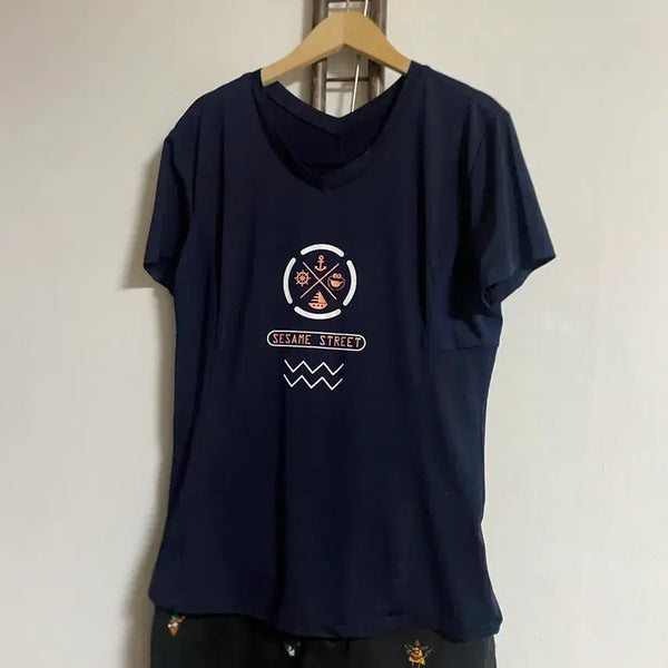 [BUNJANG] Sesmee Women's Graphic T-Shirt Navy Size 66 / 쎄스미 여성 티셔츠 66