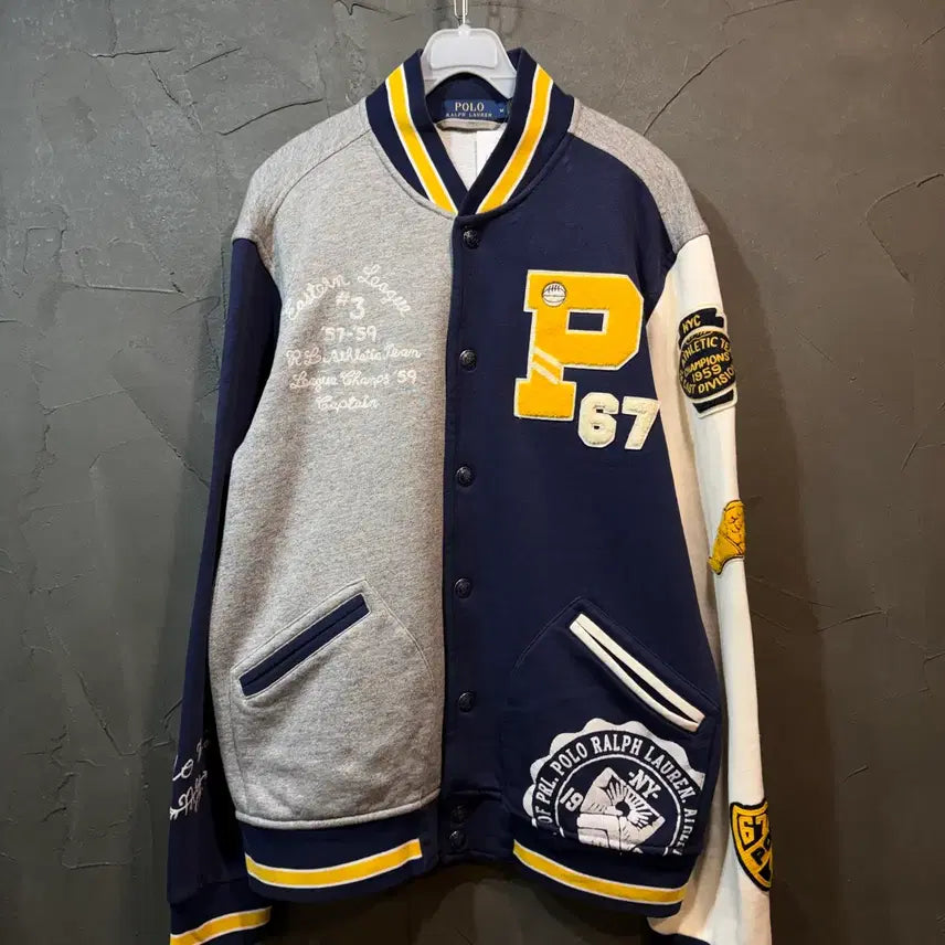 [BUNJANG] Polo Ralph Lauren Athletic Vintage Patchwork Stadium Jacket / [M] Polo 폴로 랄프로렌 애슬레틱 빈티지 패치워크 스타디움 자켓