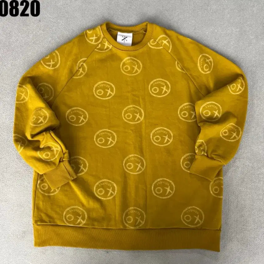 [BUNJANG] XODIAC Oversized Sweatshirt Ochre Pattern L / 엑스오디너리 오버핏 맨투맨 황토색 패턴 L
