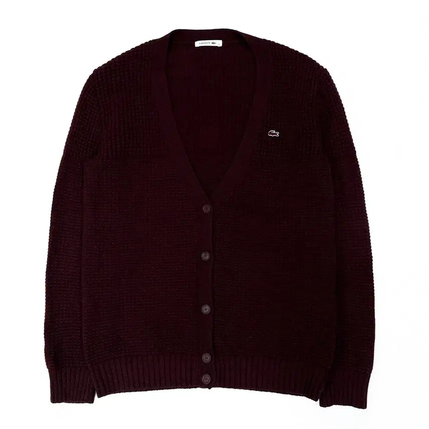 [BUNJANG] Lacoste Burgundy Wool Cardigan Women's 95 / [95] 라코스테 버건디 울 가디건