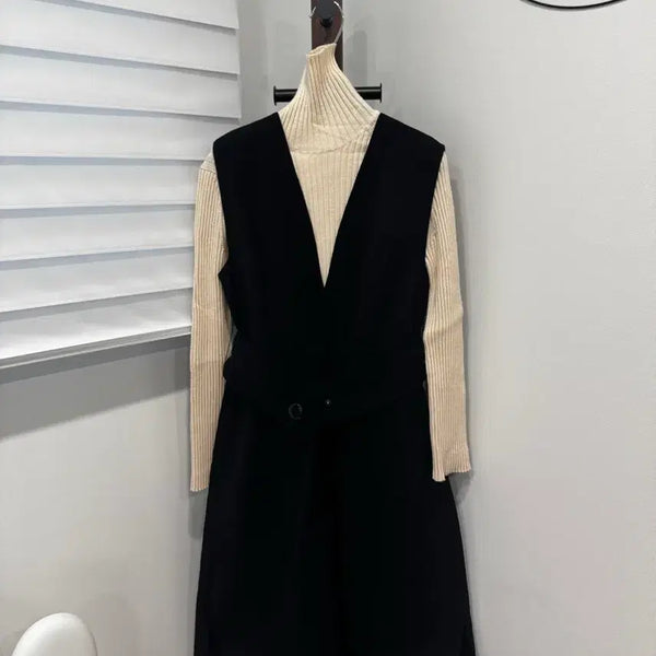 [BUNJANG] MINE Wool Blend Black Long Dress / MINE 마인 울 97% 블랙 롱 원피스