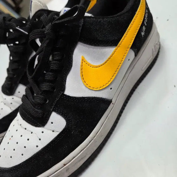 [BUNJANG] Nike Air Force 1 Black/White Yellow Swoosh (245) / 나이키 에어포스 1 검흰 옐로우245