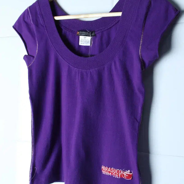 [BUNJANG] Parasuco Y2K Cropped T-Shirt Purple / W(S-M) 파라수코 반팔 티셔츠 새상품 Y2K 크롭 퍼플-H37040
