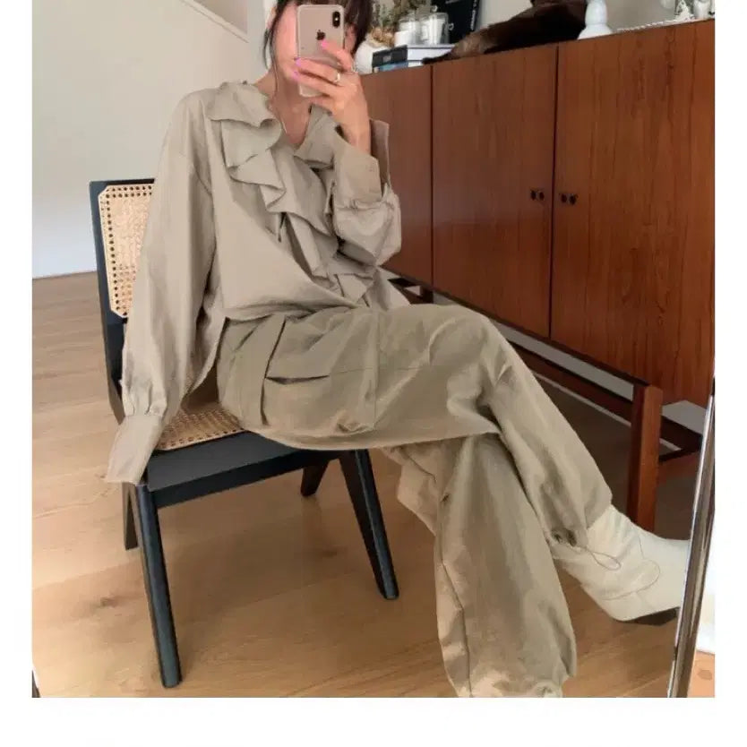 [BUNJANG] Tara by Motion Wide Cargo Pants Charcoal F Size / 타라바이모션 와이드카고팬츠F 차콜색상