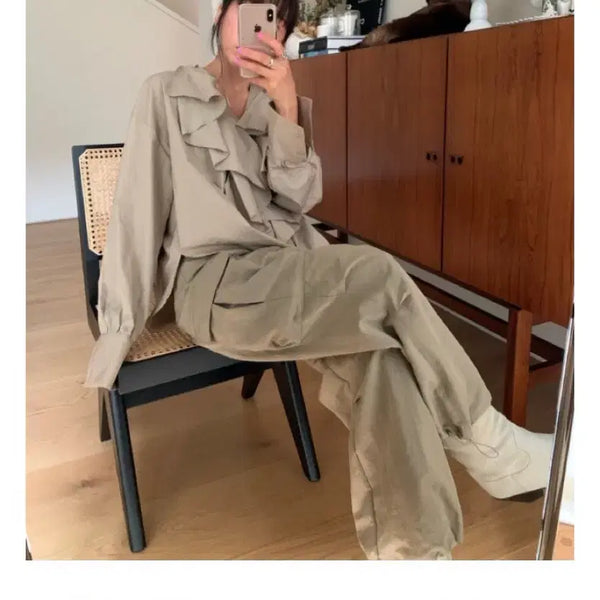 [BUNJANG] Tara by Motion Wide Cargo Pants Charcoal F Size / 타라바이모션 와이드카고팬츠F 차콜색상