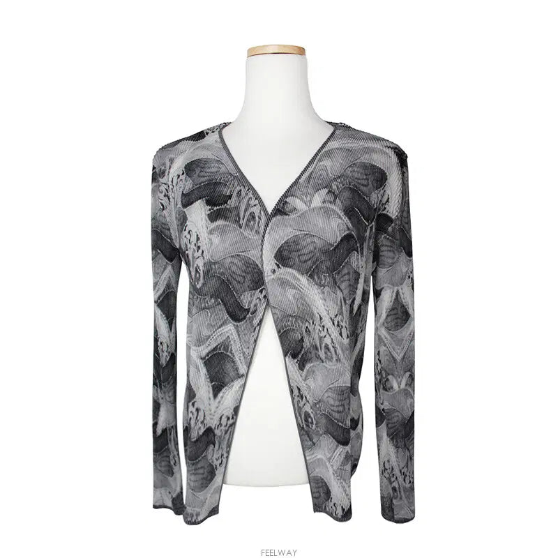 [BUNJANG] Issey Miyake FETE Grey Pleated Cardigan Size 2 / 이세이미야케 FETE 그레이 플리츠 가디건 2