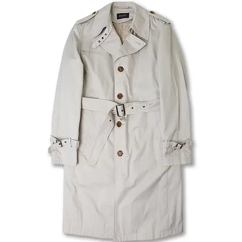 [BUNJANG] United Arrows Light Gray Belted Minimal Trench Coat / 유나이티드 애로우즈 [United Arrows] 라이트 그레이 벨티드 미니멀 트렌치 코트
