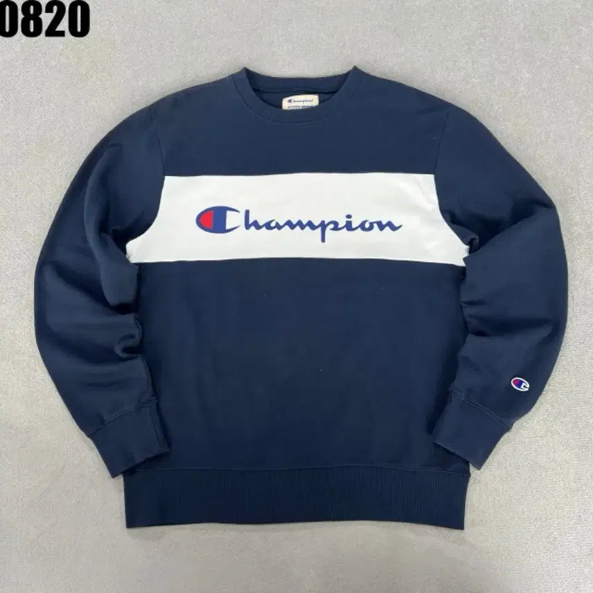 [BUNJANG] Champion Sweatshirt Navy White Color Block M / 챔피온 맨투맨 네이비 화이트 배색 M