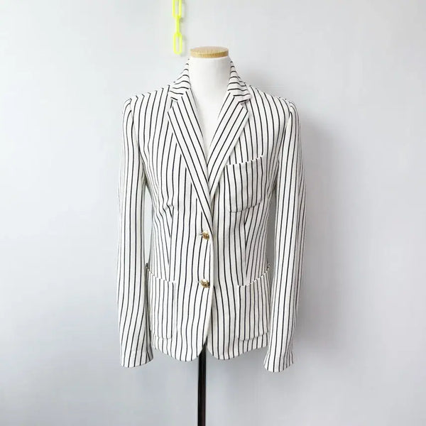 [BUNJANG] Ralph Lauren Gold Button Stripe Jacket / 랄프로렌 금장단추 스트라이프 자켓 진스센스