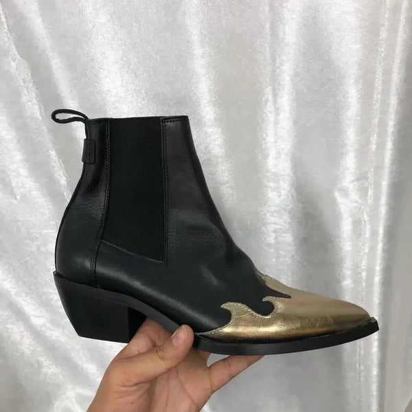 [BUNJANG] AllSaints Delaware Boots Black Leather Gold Accent Size 39 (245-250) / 올세인츠 델라웨어 부츠 사이즈39 245-250 팝니다