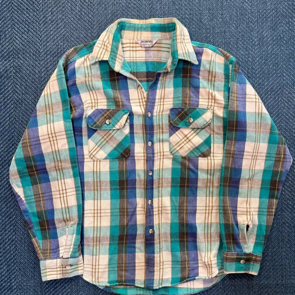 [BUNJANG] 1980s Five Brother Plaid Flannel Work Shirt / 80s 파이브브라더 플란넬 워크셔츠