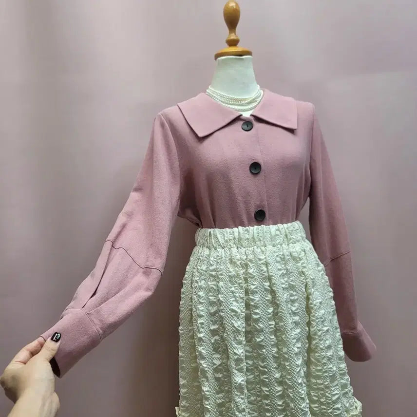 [BUNJANG] Vintage Indie Pink Big Collar Blouse / 인디핑크 빅카라 블라우스