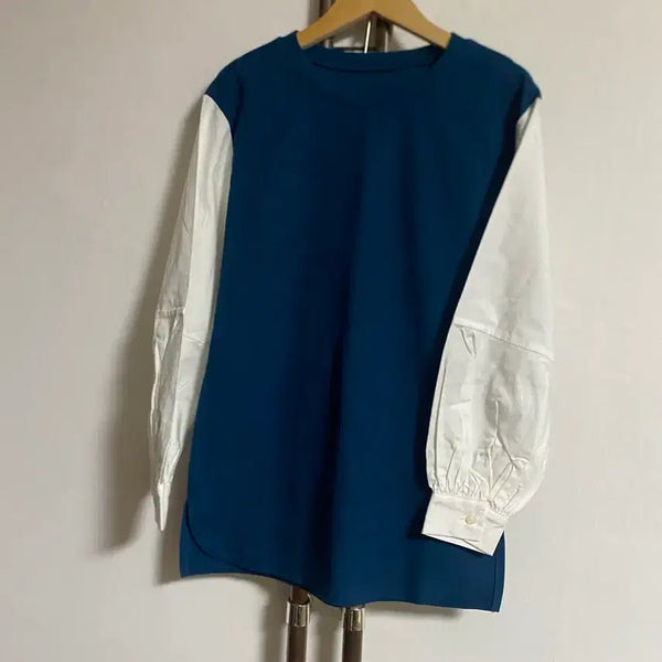 [BUNJANG] Two-Tone Sleeve Blouse / 투톤 소매 블라우스 44-작66