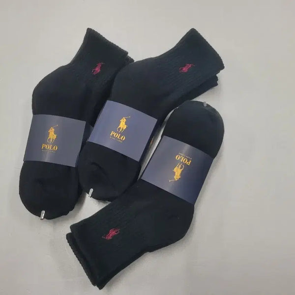 [BUNJANG] Polo Cushion Socks Black (9 Pairs) / 폴로 쿠션양말 블랙