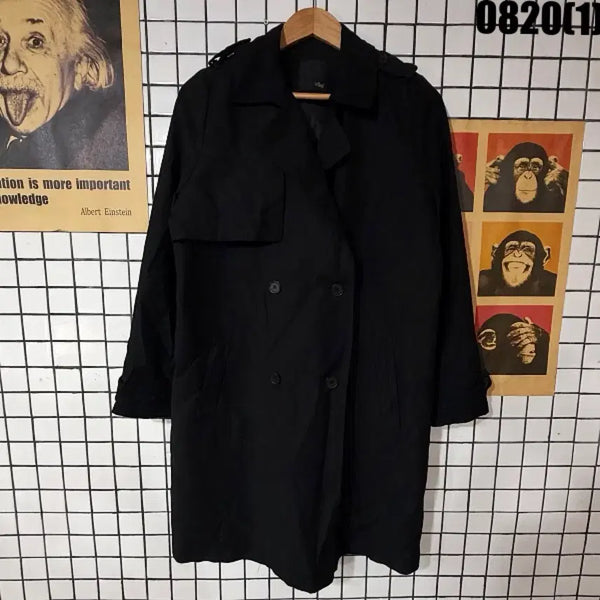[BUNJANG] Black Double-Button Coat (M) / 검정색 코트 M 0820