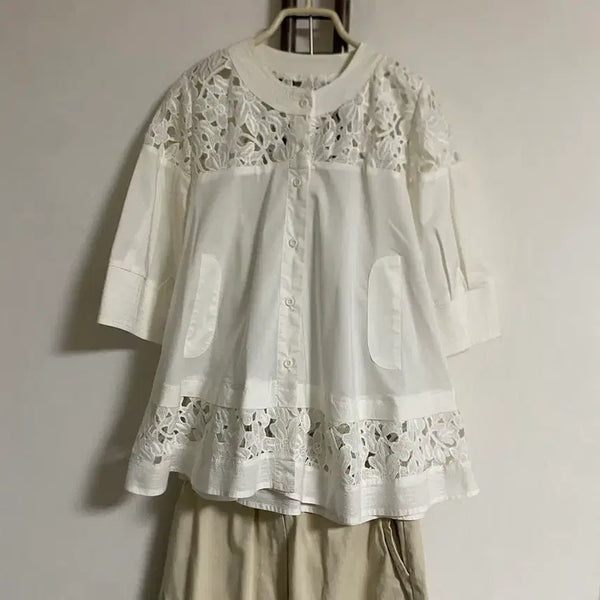 [BUNJANG] White Lace Jacket (Size 55-66) / 화이트 레이스 자켓 55-66