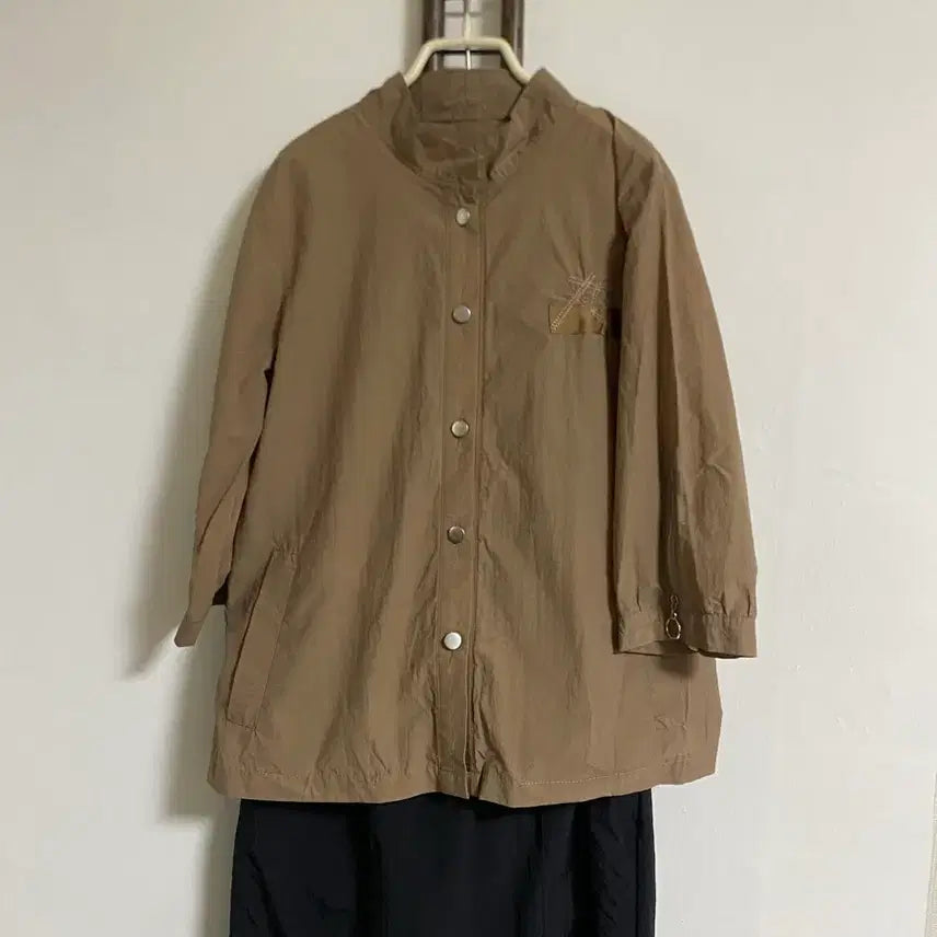 [BUNJANG] Camel 7/10 Sleeve Crinkled Jumper / 카멜 7부소매 바스락 점퍼 66-77