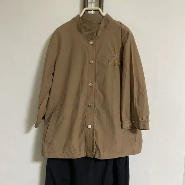 [BUNJANG] Camel 7/10 Sleeve Crinkled Jumper / 카멜 7부소매 바스락 점퍼 66-77