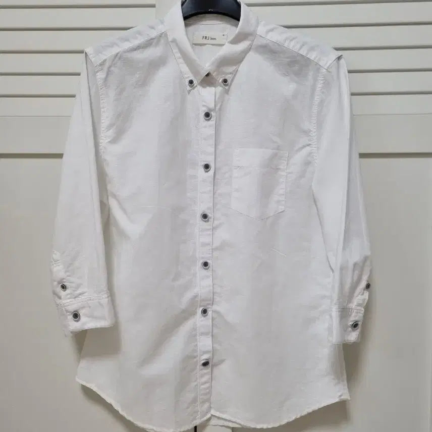 [BUNJANG] FRJ Jeans Cotton Blend 7/10 Sleeve Shirt White Slim Fit / FRJ jeans 면마혼방 7부소매 셔츠(슬림핏) 90.화이트