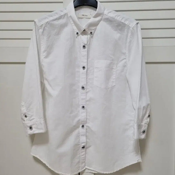 [BUNJANG] FRJ Jeans Cotton Blend 7/10 Sleeve Shirt White Slim Fit / FRJ jeans 면마혼방 7부소매 셔츠(슬림핏) 90.화이트